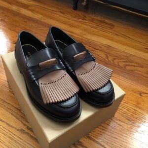 Burberry Navy Blue Fringe Men’s Loafers
